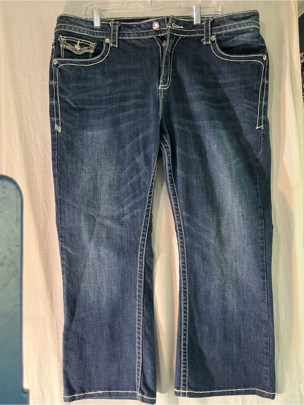 a.n.a Dark Blue Bootcut Jeans with Contrast Stitching 20W